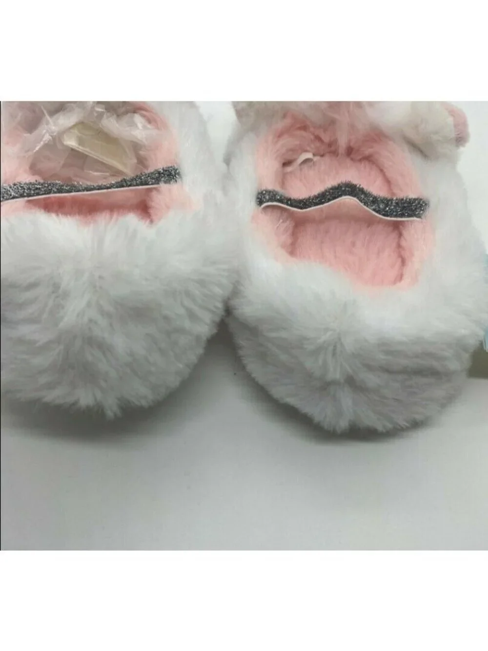 Cat & Jack toddler Girls Unicorn Plush Slippers W/ Strap-White-Size 12/24M
